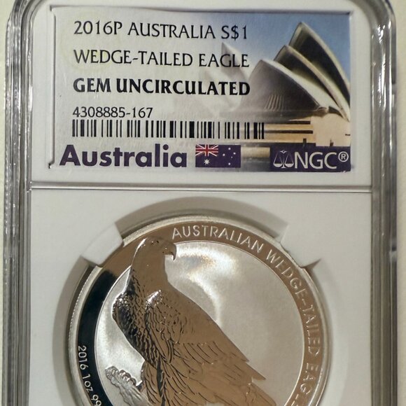 2016-P Australia Silver $1 Wedge-Tailed Eagle Coin GemBU NGC - Picture 2 of 6